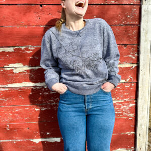 Size L | Cedar Trees crewneck sweatshirt, heathered blue