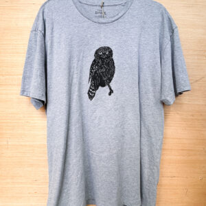 Northern Pygmy Owl T-shirts (featuring human femur), Sizes XS, L, XL, 3XL!