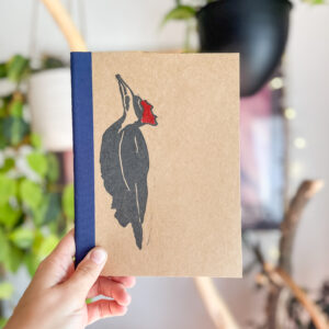 Pileated Woodpecker Lined Notebook with Blue Binding