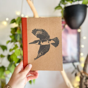 Belted Kingfisher Lined Notebook with Orange Binding