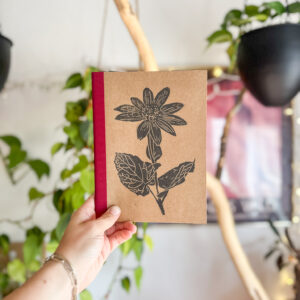 Heartleaf Arnica Lined Notebook with Pink Binding