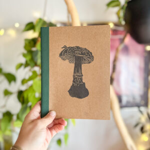 Mystery Gilled Mushroom Lined Notebook with Green Binding