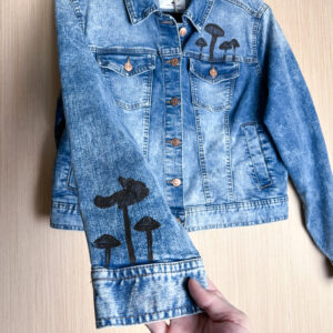 Size M/L - Denim Jacket with Fern and Fungi Print