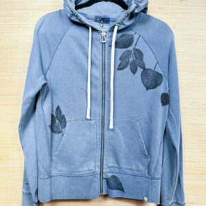 Size S - Blue Zip Hoodie with Leaf Flurry Print