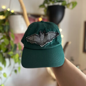 One Size - Green Dad Cap with Bat Patch
