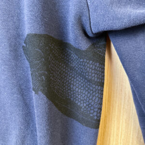 Closeup of arctic grayling head print.