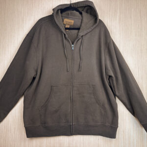 Front of brown zip pocket hoodie.