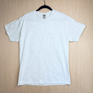 Front of heathered grey t-shirt.