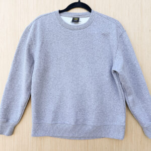 Front of heathered-grey sweatshirt.