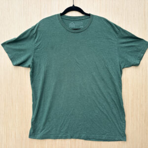 Front of heathered green t-shirt.